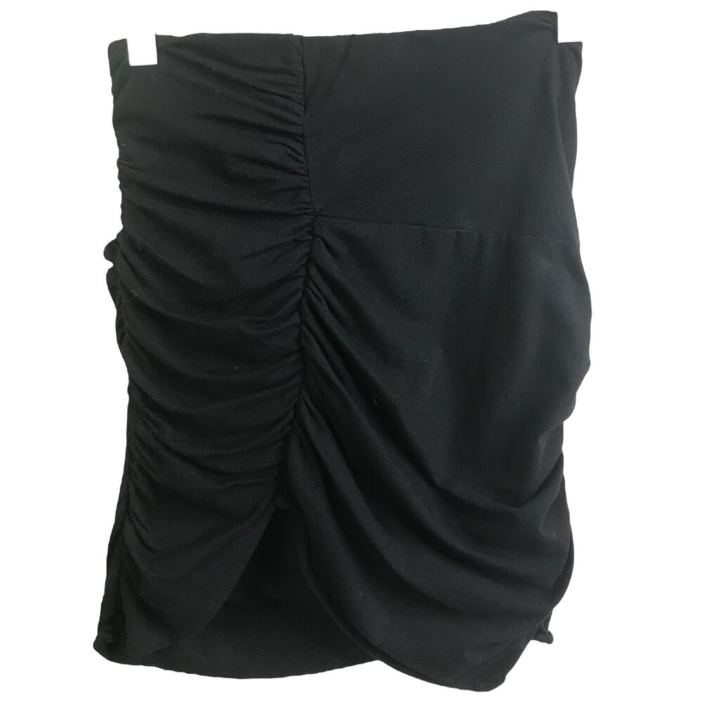 IRO Mini Skirt Womens Size M Black Ruched Pull-On Stretch Elastic Waist